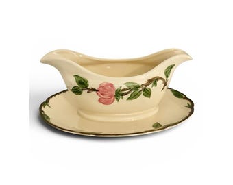 Saucière franciscaine vintage à la rose du désert avec plaque fabriquée en Angleterre État neuf