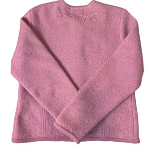 Cardigã Pendleton Feminino Tamanho M Rosa Excelente Lã Bordada Floral EUA imagem 9