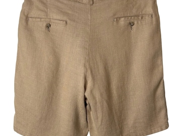 VTG Polo Ralph Lauren Shorts Mens 36 Tan Excellent Linen Pleated Made in USA
