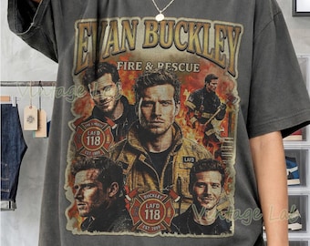 Evan Buckley Fire Rescue Graphic Tee, Vintage 90s Style T-Shirt, Film Merch Unisex