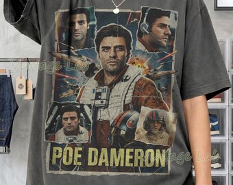 T-shirt graphique Poe Dameron, T-shirt vintage Bootleg Portrait, produit inspiré du film