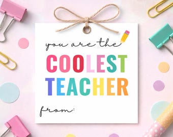 Étiquette-cadeau Tu es la prof la plus cool à imprimer | Étiquette glacière d'appréciation des enseignants | Cadeau de fin d'année pour professeur | Etiquette cadeau DIY pour professeur
