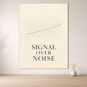 Póster "Señal sobre ruido", lámina con filosofía de inversión, arte mural sobre el mercado de valores, decoración para oficinas de finanzas, regalo minimalista para inversores.