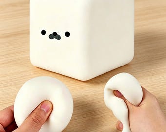 Ultra-Soft Tofu Squishy Cube – Slow-Rise PU Foam Fidget Toy with Kawaii Face, Ideal for Anxiety Relief, Desk Stress Relief, and Sensory Play
