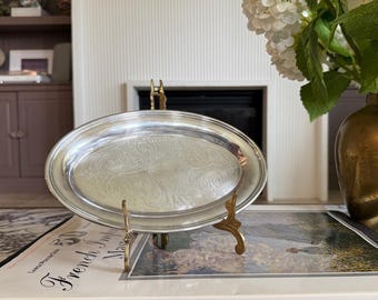 Vintage Wm Rogers Silverplate 9 Inch Serving Oval Tray, Rope Edge