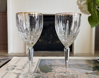Lenox Clarity Crystal Wine Glasses Set of 2, Gold Rim