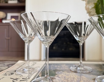 Marquis by Waterford Brookside Martini Glasses Set of 4, Crystal Cocktail, Vintage Barware
