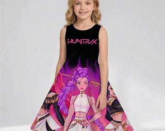 KPop Demon Hunters Kids Dress, Cute KPop Super Girls Outfit, Kpop Clothes, Demon Hunter Froks, Kpop Super girls, Rumi Zoey Clothes