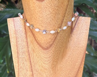 Handmade Natural Crazy Agate Necklace with 14K Gold Filled Wire