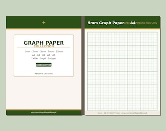 Green_Collection - Printable Graph Paper Collection | 5 Grid Sizes | 8 Paper Sizes | Instant Download PDF