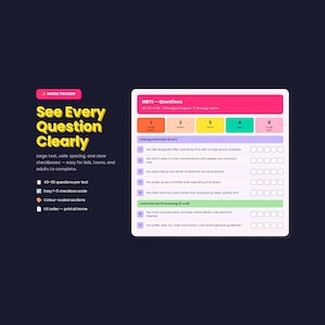 Big Five OCEAN Personality Test Printable | OCEAN Trait Quiz PDF | Psychology Worksheet | Instant Download