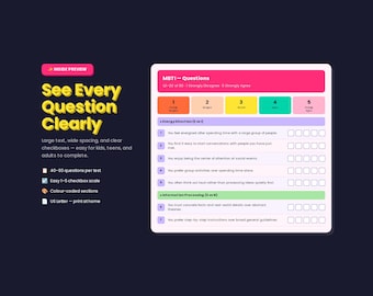 Big Five OCEAN Personality Test Printable | OCEAN Trait Quiz PDF | Psychology Worksheet | Instant Download