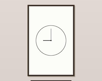 24 Hours Analog Clock Print Set | Minimalist Wall Art | 144 Clocks Every 5 Minutes | Printable Black and White | Instant Download | Letter