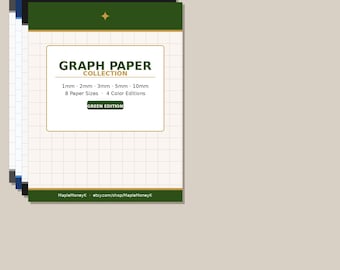 Printable Graph Paper Collection Bundle | 4 Color Editions | 5 Grid Sizes | 8 Paper Sizes | Instant Download PDF