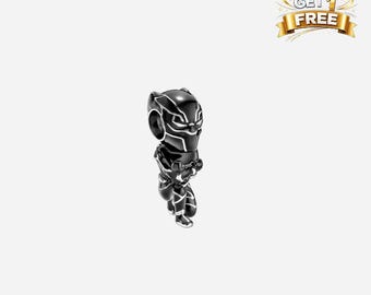 Silver Marvel Black Panther Charm, Charm For Bracelet Or Necklace, Gift For Her Him, Christmas Birthday Gift Charms