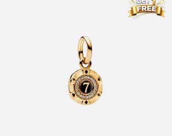 14K Gold Plated Lucky Chip Dangle Charm, Charm For Bracelet Or Necklace, Gift For Her Him, Christmas Birthday Gift Charms