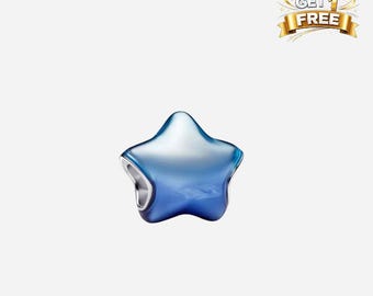 Silver Blue Star Charm, Charm For Bracelet Or Necklace, Gift For Her Him, Christmas Birthday Gift Charms