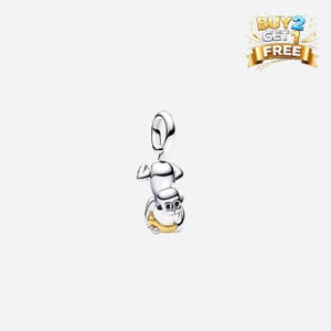 May include: A silver charm depicting a monkey clutching a banana. The charm has a shiny finish and intricate detailing. The monkey's banana is gold-coloured. The charm hangs from a silver loop.