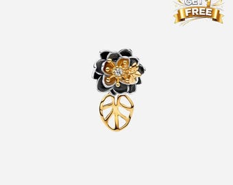 14K Gold Plated Princess Tiana Lotus Charm, Charm For Bracelet Or Necklace, Gift For Her Him, Christmas Birthday Gift Charms