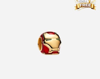 14K Gold Plated Marvel Iron Man Helmet Charm, Charm For Bracelet Or Necklace, Gift For Her Him, Christmas Birthday Gift Charm