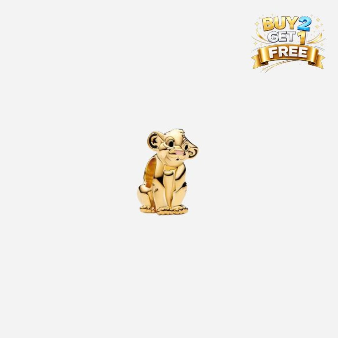 14K Gold Plated Disney the Lion King Simba Charm, Charm for Bracelet or ...