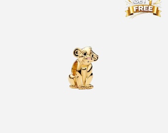 14K Gold Plated Disney The Lion King Simba Charm, Charm For Bracelet Or Necklace, Gift Her Him, Christmas Birthday Gift Charm