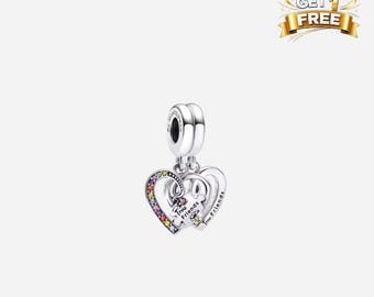 Silver Puzzle Piece Hearts Splittable Friendship Dangle Charm, Charm For Bracelet Or Necklace, Gift For Her Him, Christmas Birthday Gift