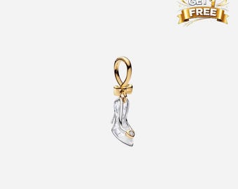 14K Gold Plated Disney Princess Cinderella Shoe Charm, Charm For Bracelet Or Necklace, Gift For Her Him, Christmas Birthday Gift Charms