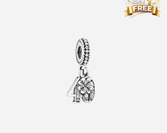 Silver 40th Birthday Dangle Charm, Charm For Bracelet Or Necklace, Gift For Her Him, Christmas Birthday Gift Charms