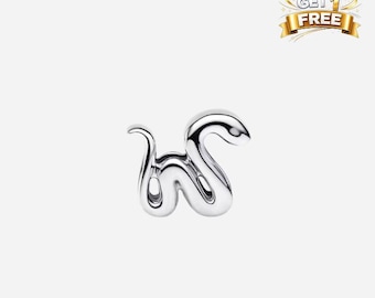 Silver Snake Mini Charm, Charm For Bracelet Or Necklace, Gift For Her Him, Christmas Birthday Gift Charms