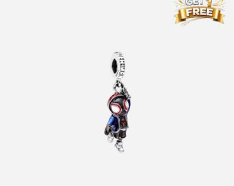 Silver Marvel Spider-Man Miles Morales Dangle Charm, Charm For Bracelet Or Necklace, Gift For Her Him, Christmas Birthday Gift Charms