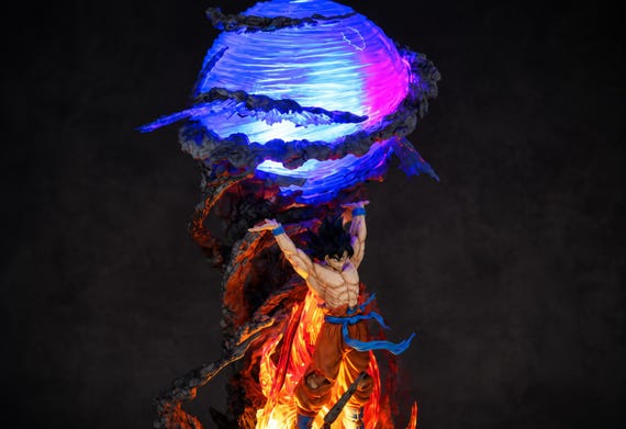 Goku Spirit Bomb Figure – Dragon Ball Z LED Anime Statue, Premium PVC Collectible, Manga Display Decor