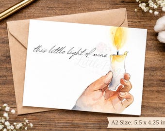 This Little Light of Mine Christelijke notitiekaart | Aanmoediging, geloofsbegroeting (digitale download)