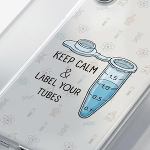 Keep Calm Label Tubes Handyhülle - Lab Science Meme Geschenk für Wissenschaftler