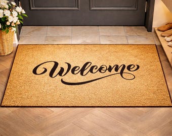 Welcome Doormat, Entryway Rug, New Home Decor, Front Door Mat, Coir Style Porch Rug