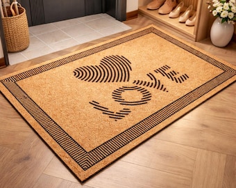 Love Doormat, Modern Welcome Entryway Rug, Minimalist Front Door Decor