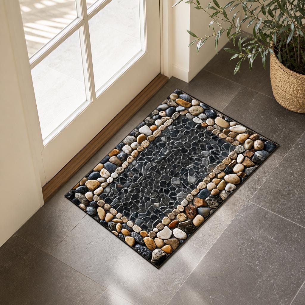 Stone Pattern Doormat Pebble Stone Welcome Mat Entrance Doormat Outdoor Indoor Non-slip Rug ...