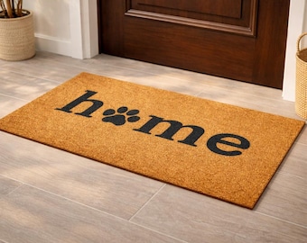 Felpudo con huellas de patas, felpudo de bienvenida para amantes de las mascotas, alfombra de entrada para perros y gatos.