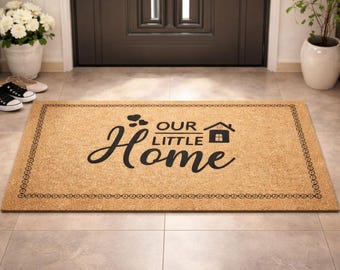 Our Little Home Doormat, Cozy Entryway Rug, Housewarming Gift, Front Door Decor