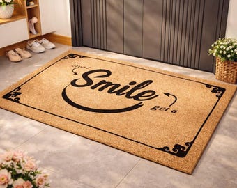 Smile Doormat, Funny Welcome Entryway Rug, Indoor Outdoor Home Decor