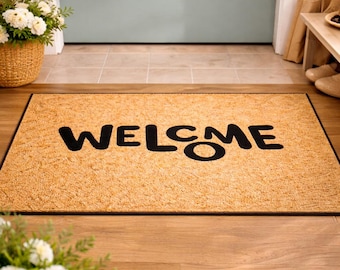 Naturalna wycieraczka z włókna kokosowego – dywanik wejściowy w stylu boho farmhouse – mata zewnętrzna