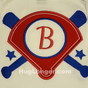 Applique Ball Diamond Monogram Frame embroidery file HL1012 Baseball Softball