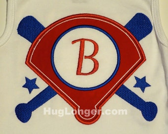 Applique Ball Diamond Monogram Frame embroidery file HL1012 Baseball Softball