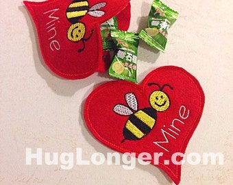 ITH Valentine Bee Card Treat Holder embroidery file HL 1094 Valentine's Day