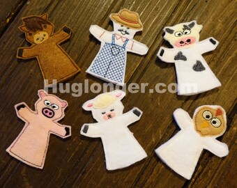 ITH Farm Animal Finger Puppets embroidery file