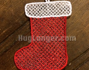 Free Standing Lace In The Hoop Stocking Digital Design File for embroidery machines