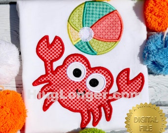 Applique Crab with Bonus Applique Beach Ball HL2319 embroidery file