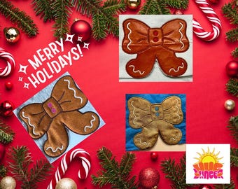 HL Applique Gingerbread Side Bow 4 sizes HL6481