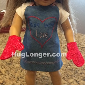 ITH 18 Inch Doll Apron and Oven Mitts HL1098 embroidery file