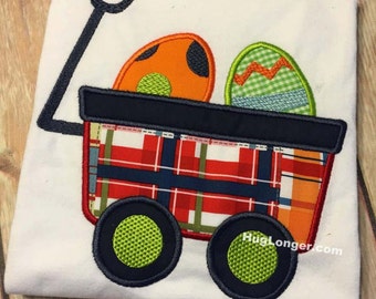 Applique Easter Wagon embroidery file boy girl design